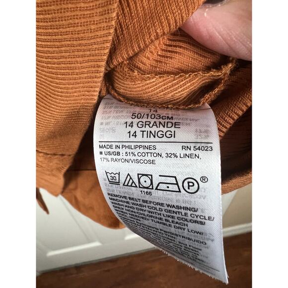 Banana Republic Skirt Camel Brown14 Paperbag Utility Twill Belted Button Front - Picture 4 of 7